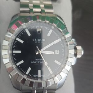 Tudor Black Dial Silver Bracelet Watch